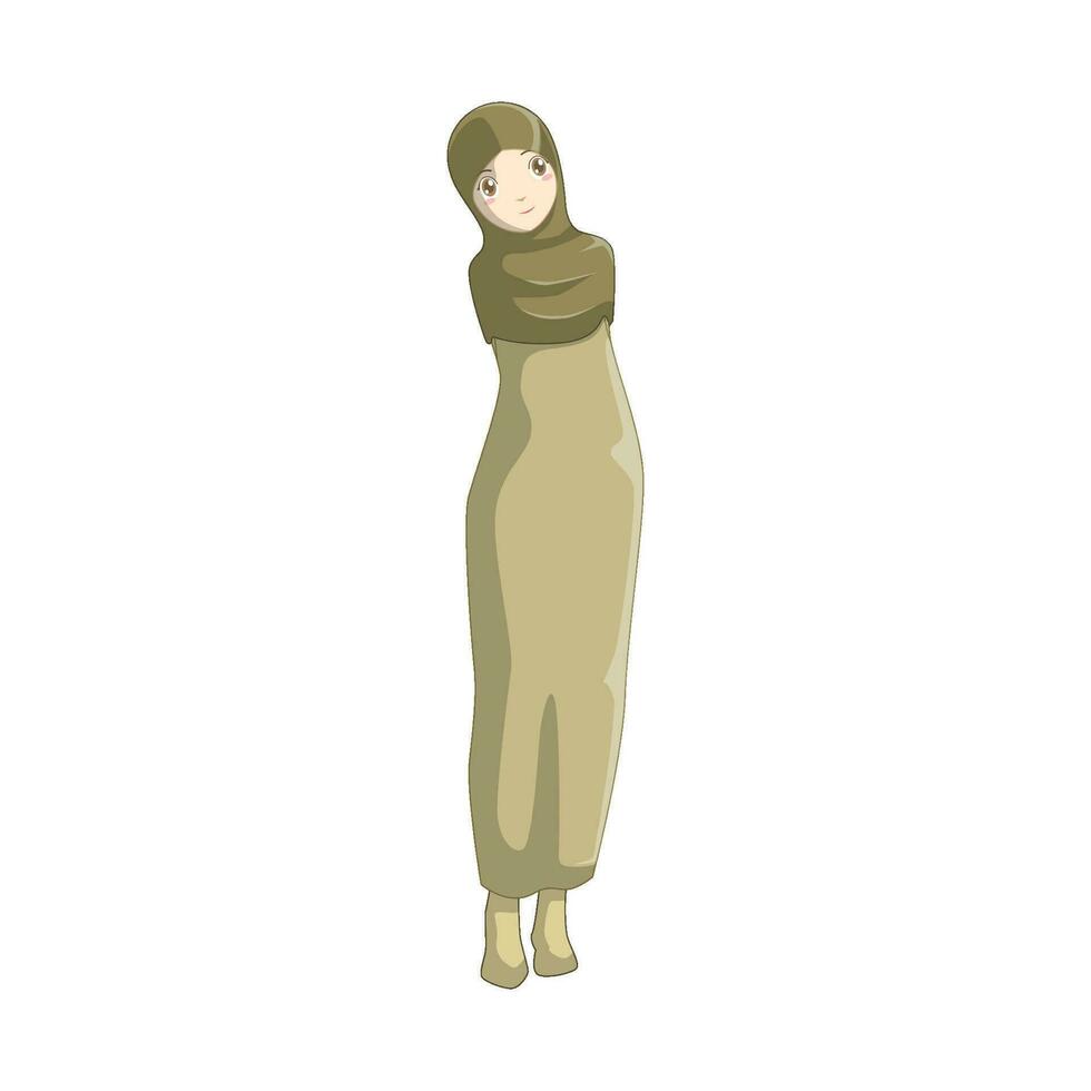 un' donna indossare musulmano Abiti nel anime stile vettore