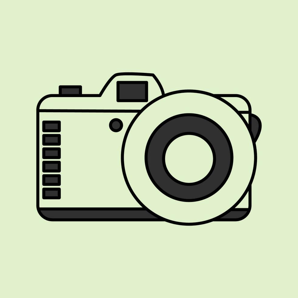 moda manifesto nel retrò stile, Vintage ▾ scarabocchio minimalista telecamera su un' leggero verde sfondo. cartone animato icona, carino illustrazione. vettore