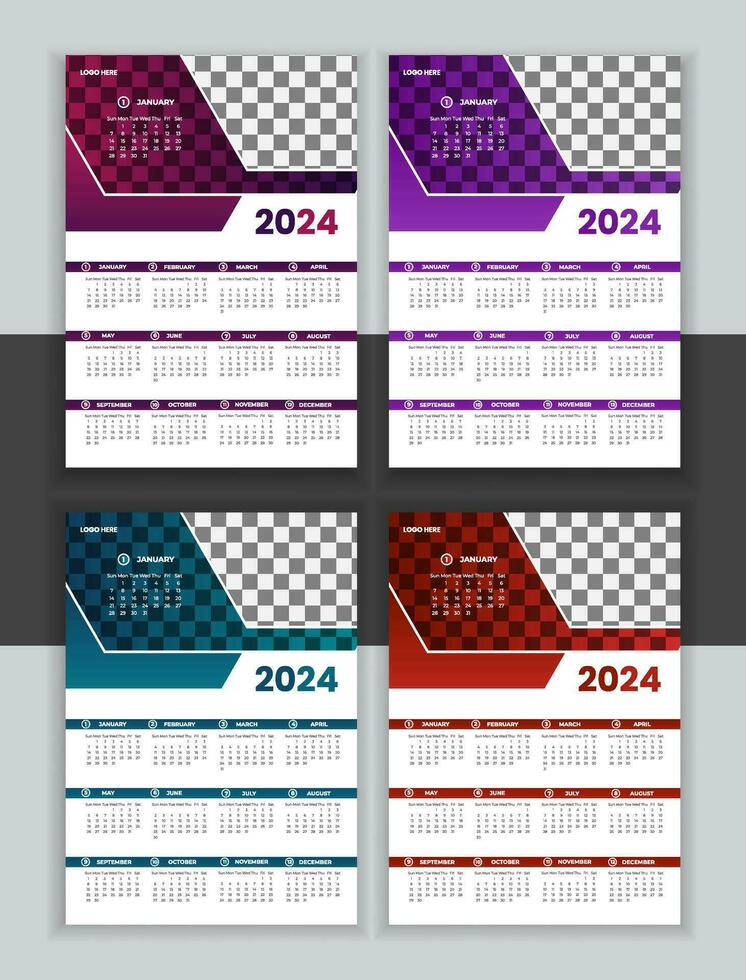 vettore calendario design modello 2024