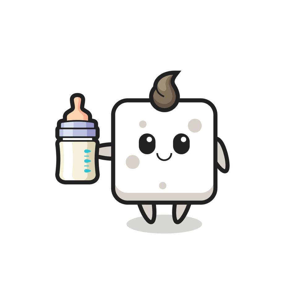 personaggio dei cartoni animati di zolletta di zucchero per bambini con bottiglia di latte vettore