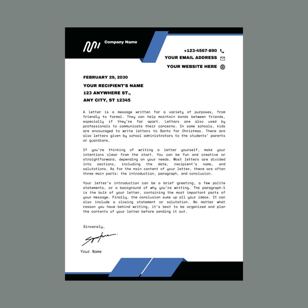 professionale aziendale attività commerciale a4 dimensione carta intestata design vettore modello.