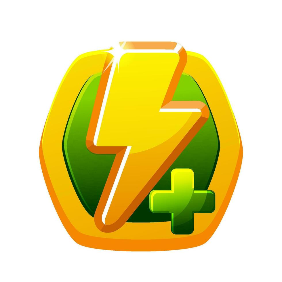 d'oro icona Inserisci energia. vettore grafico utente interfaccia elemento per mobile app.