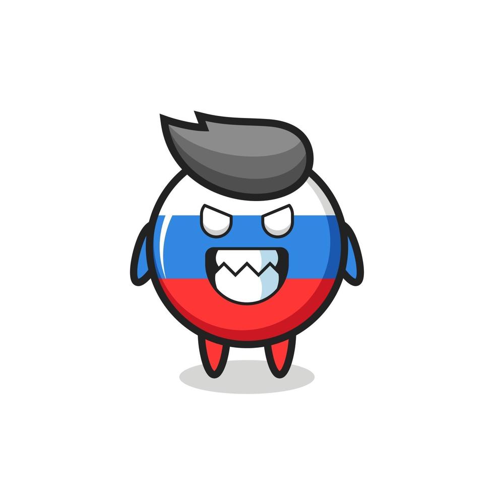 espressione malvagia del simpatico personaggio mascotte del distintivo della bandiera della russia vettore