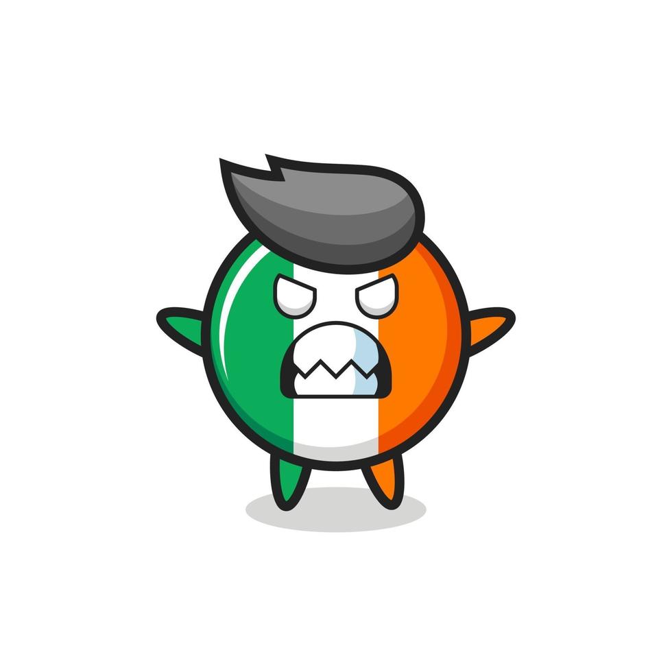 espressione irata del personaggio della mascotte del distintivo della bandiera dell'Irlanda vettore