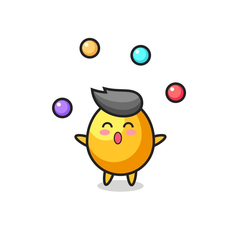 il cartone animato del circo delle uova d'oro che fa il giocoliere con una palla vettore