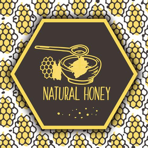 Vector banner di miele naturale. Set disegnato a mano bio.