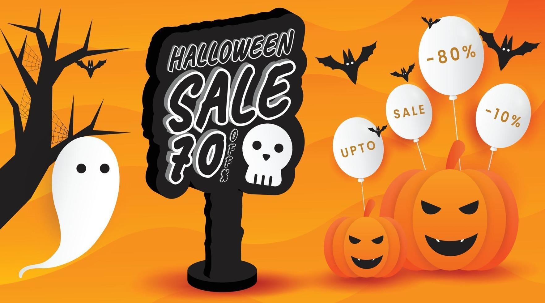 illustrazione vettoriale di sconto del 70% di vendita di halloween