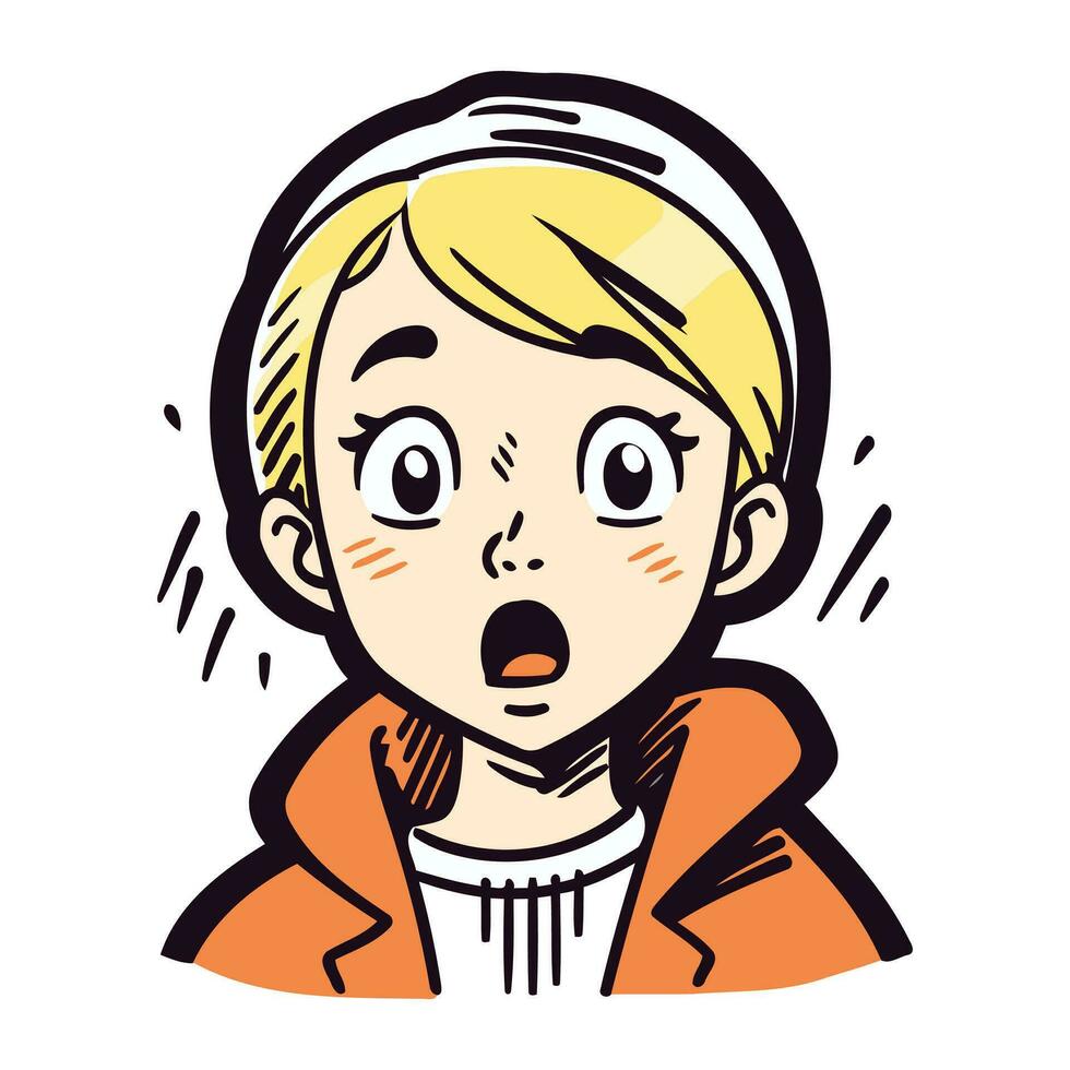 sorpreso ragazzo con Aperto bocca. vettore illustrazione nel cartone animato stile.