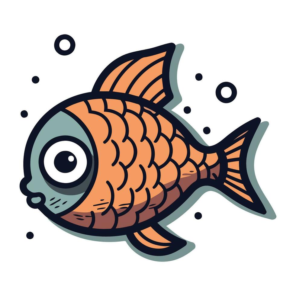 carino cartone animato pesce. vettore illustrazione isolato su un' bianca sfondo.