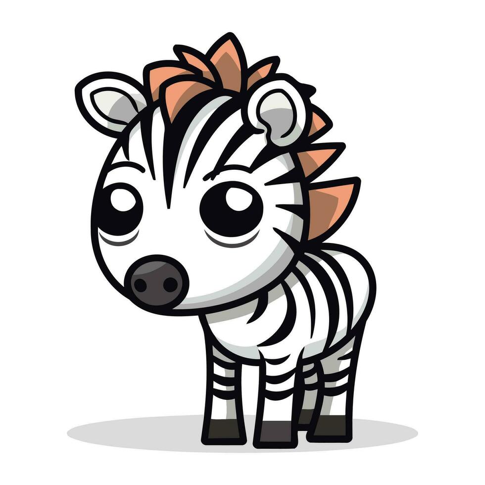 zebra carino animale cartone animato vettore illustrazione