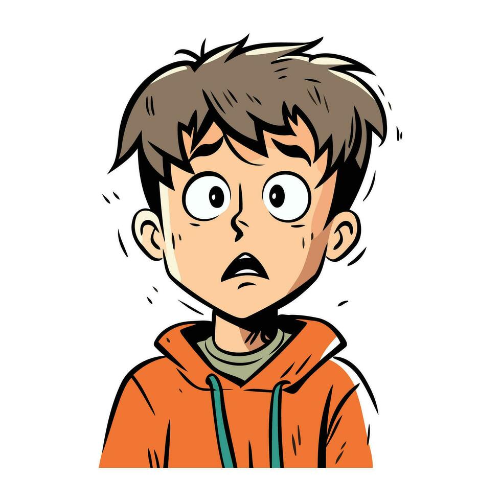 illustrazione di un' ragazzo con un' sorpreso espressione su il suo viso. vettore