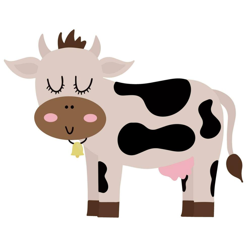 cartone animato di carino mucca vettore illustrazione