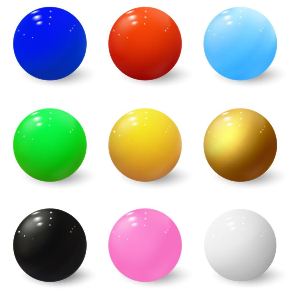 sfere 3d. palline lucide. bolle colorate di plastica vettore