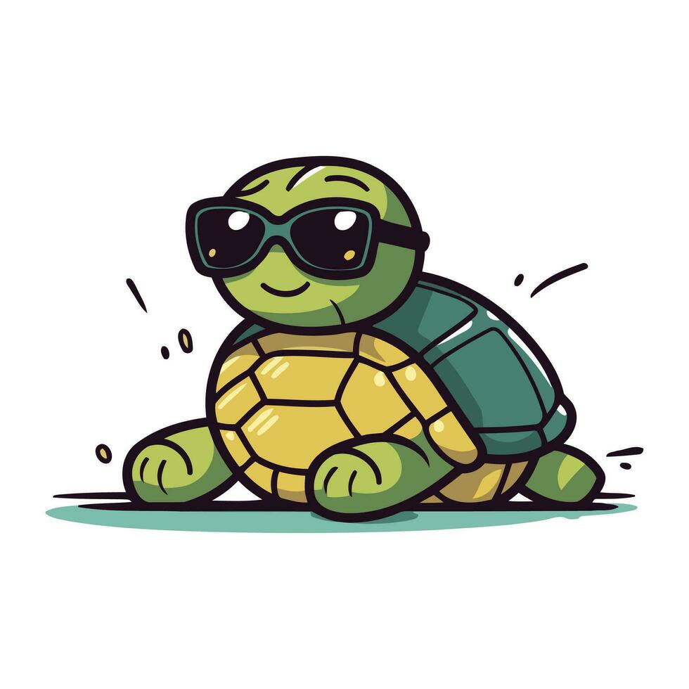 cartone animato tartaruga con occhiali da sole. vettore illustrazione nel un' piatto stile.