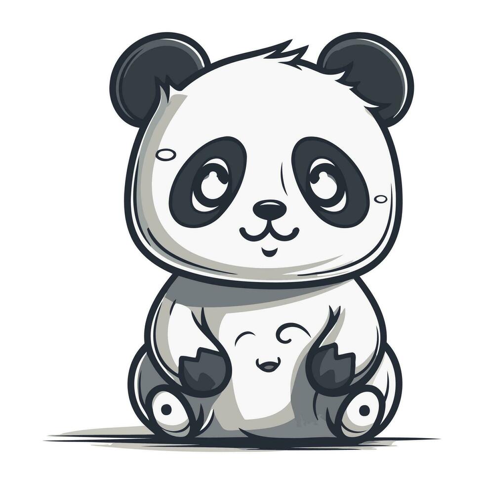 carino cartone animato panda seduta su bianca sfondo. vettore illustrazione.