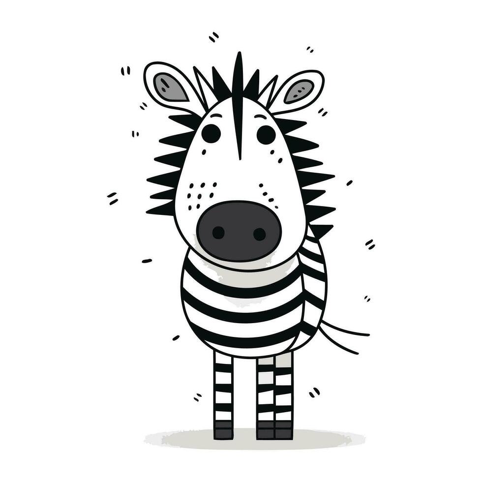 zebra scarabocchio vettore illustrazione. carino cartone animato zebra.