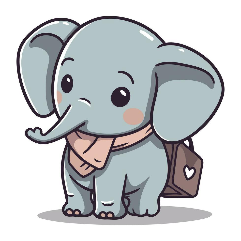 carino elefante personaggio cartone animato vettore illustrazione. carino poco elefante carattere.
