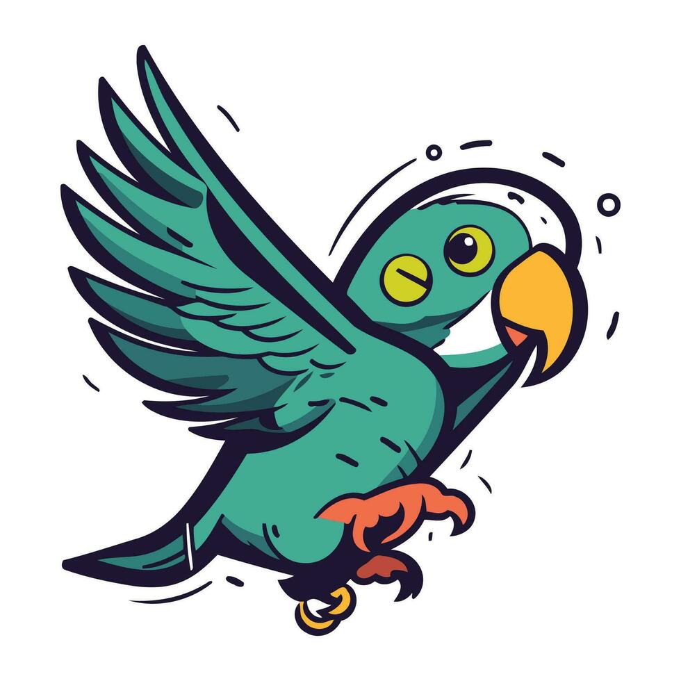 cartone animato pappagallo vettore illustrazione isolato su bianca sfondo. mano disegnato pappagallo icona.