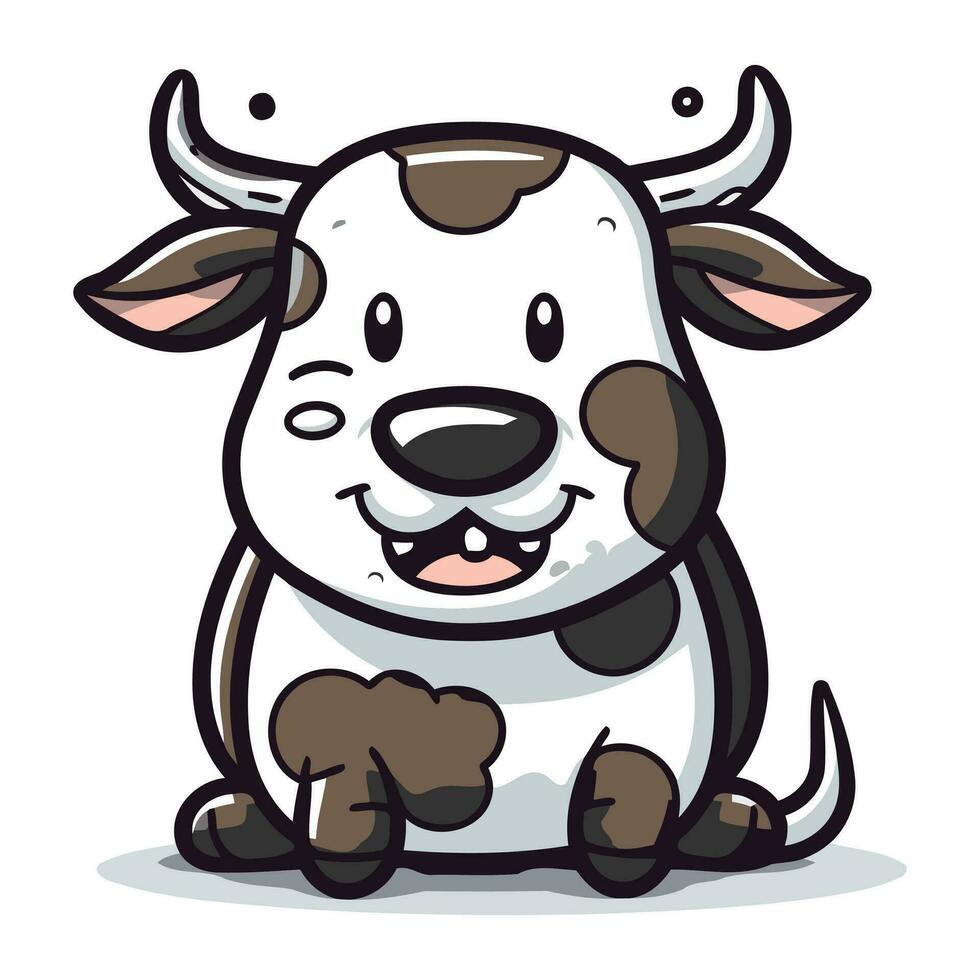 carino mucca cartone animato portafortuna personaggio vettore illustrazione eps10