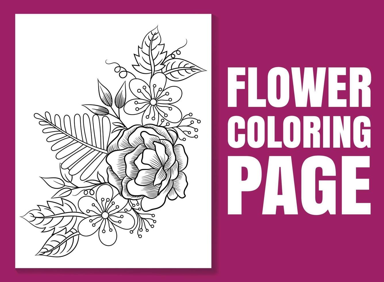 pagina da colorare di fiori per adulti e bambini. vettore
