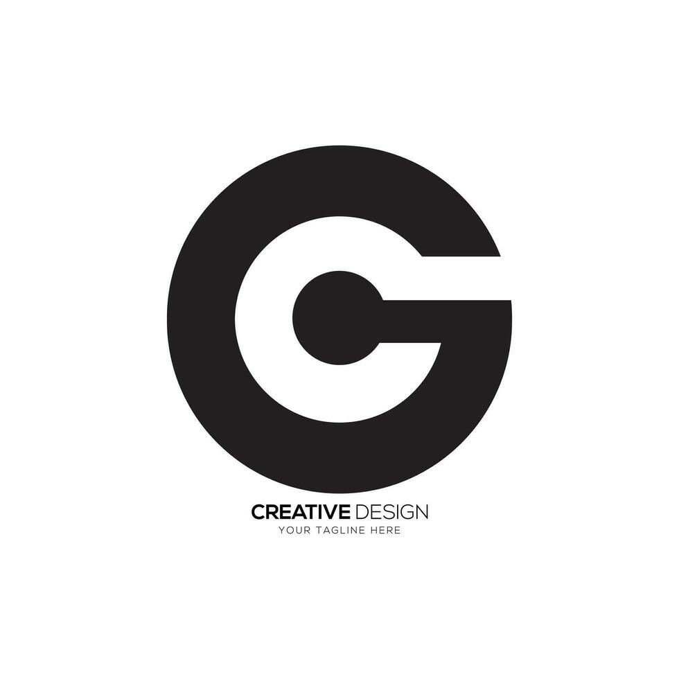 lettera cg o gc arrotondato forma con negativo spazio moderno unico creativo monogramma logo vettore