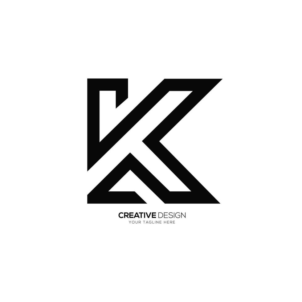 lettera tk o kt iniziale creativo linea arte elegante monogramma aziendale logo vettore