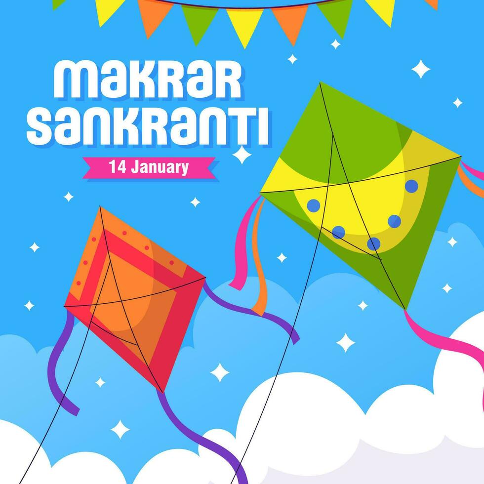 contento makar sankranti. India tradizionale celebrazione giorno illustrazione vettore sfondo. vettore eps 10