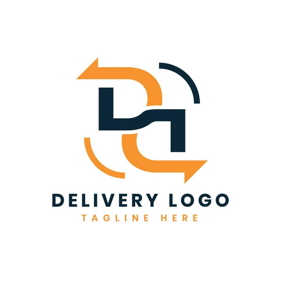 consegna logo monogramma design creativo lettera marchio d con freccia vettore