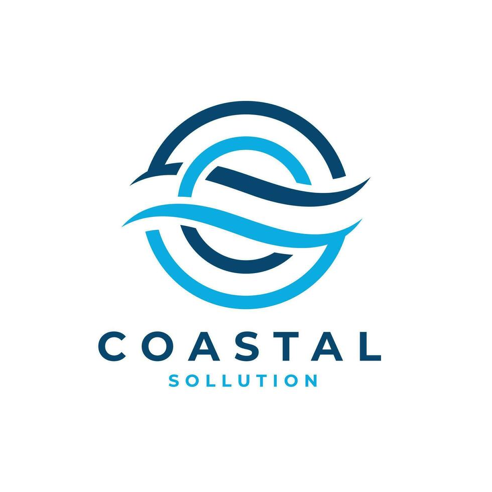 costiero soluzione logo design concetto acqua oceano lettera cs vettore