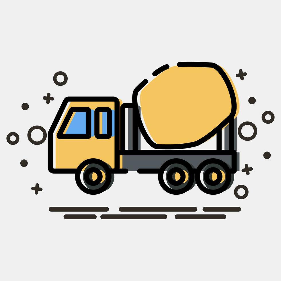 icona calcestruzzo miscelatore camion. pesante attrezzatura elementi. icone nel mbe stile. bene per stampe, manifesti, logo, infografica, eccetera. vettore