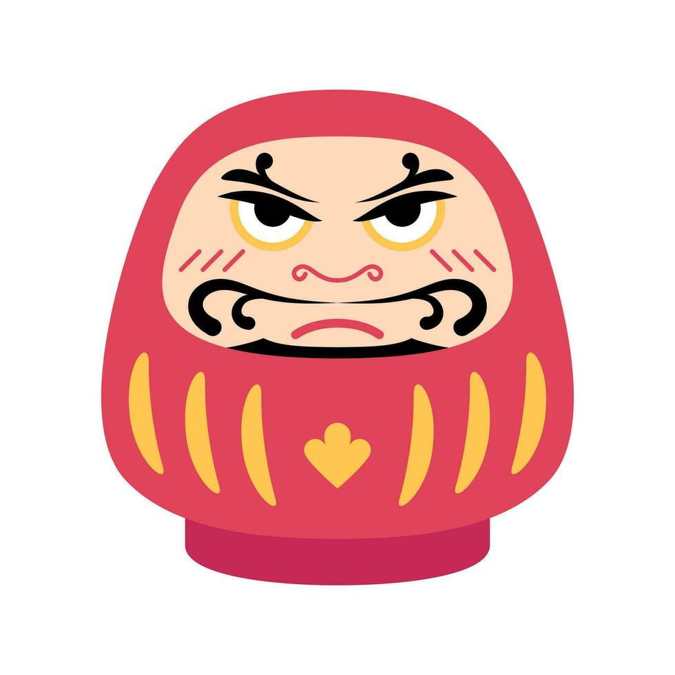 cartone animato colore personaggio daruma icona. vettore