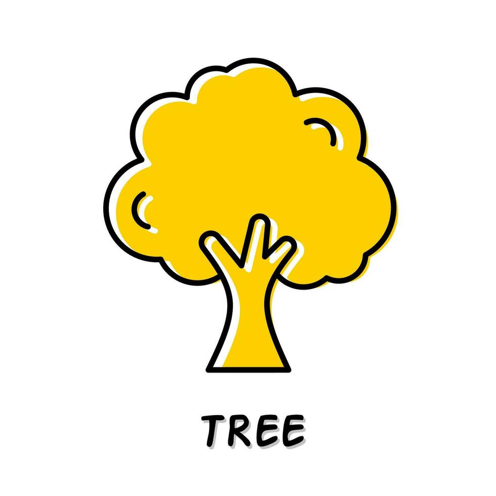 albero icona illustrazione. giallo colore illustrazione design. vettore