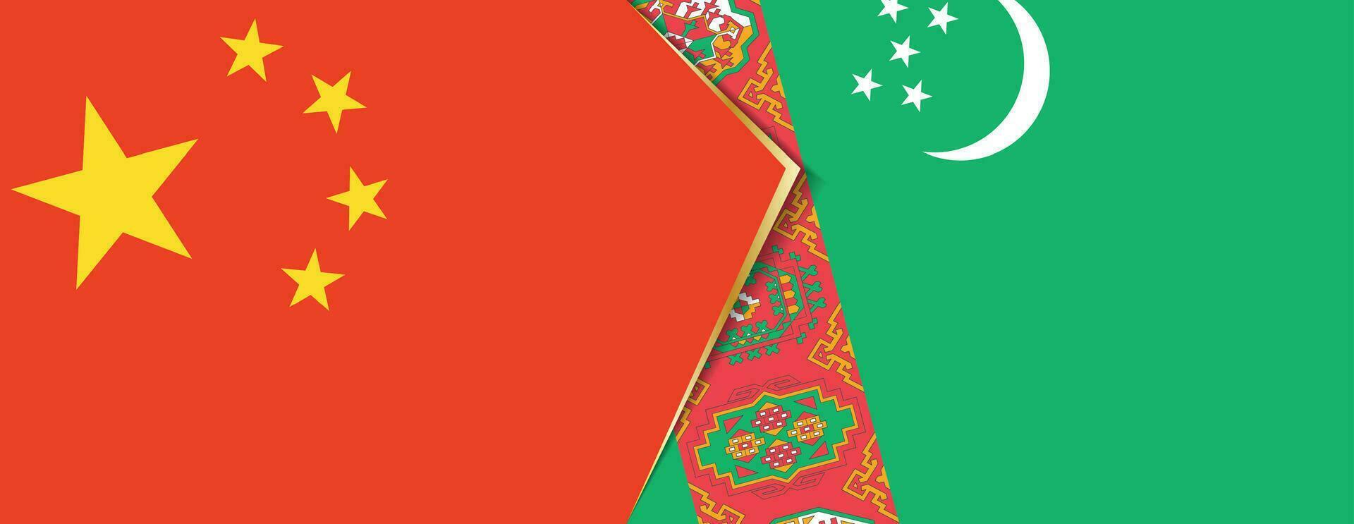 Cina e turkmenistan bandiere, Due vettore bandiere.