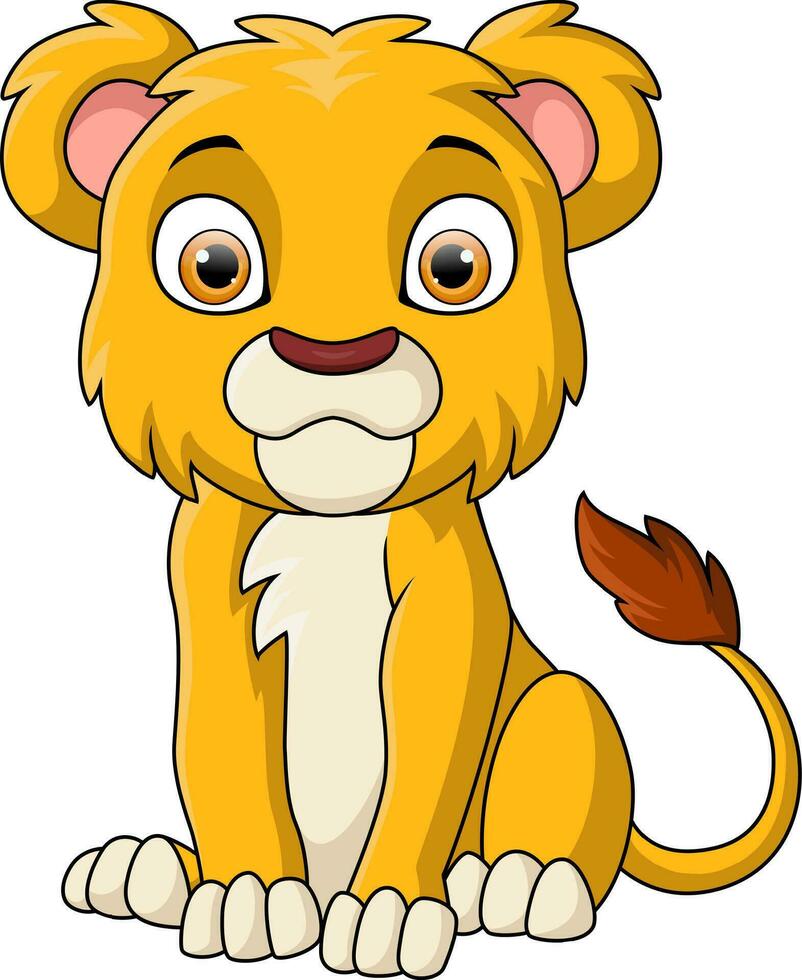 simpatico cartone animato leone su sfondo bianco vettore