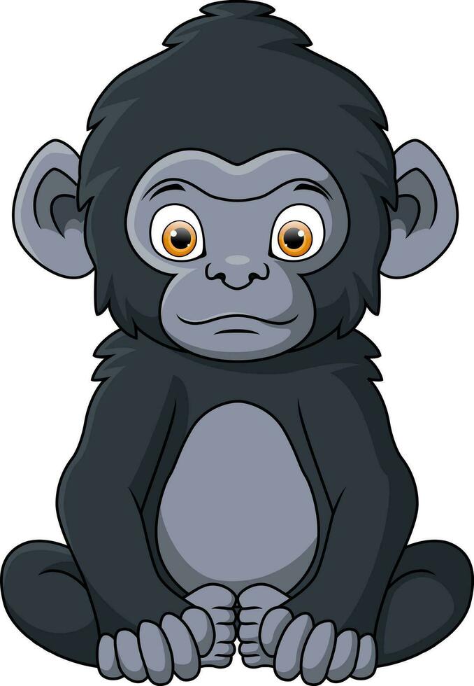 carino gorilla cartone animato su bianca sfondo vettore