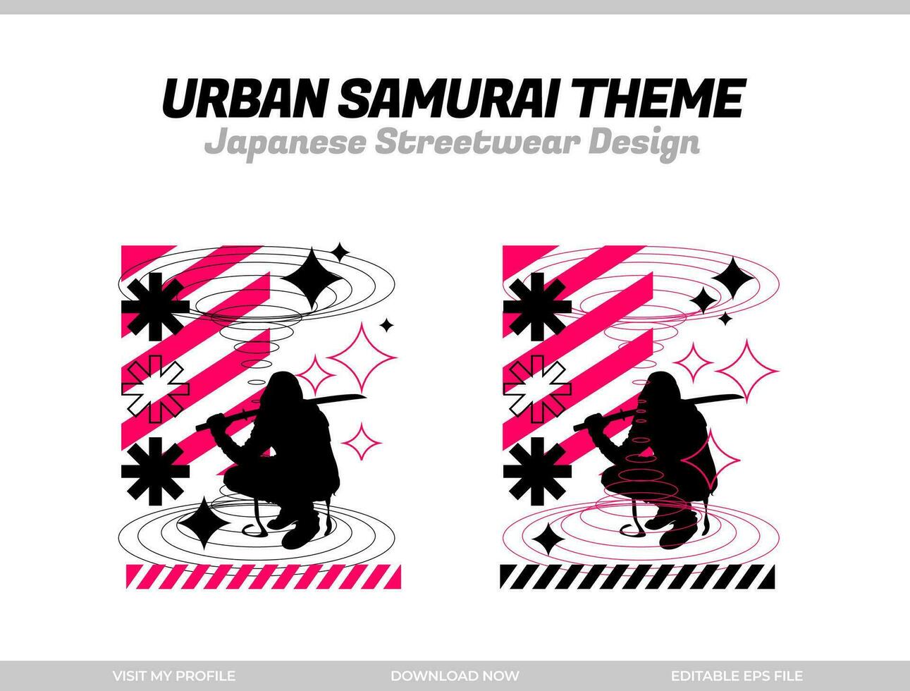 urbano samurai. samurai vettore silhouette per design maglietta concetto. giapponese abbigliamento di strada maglietta design. silhouette per giapponese tema. samurai abbigliamento di strada maglietta. cyberpunk tema samurai.