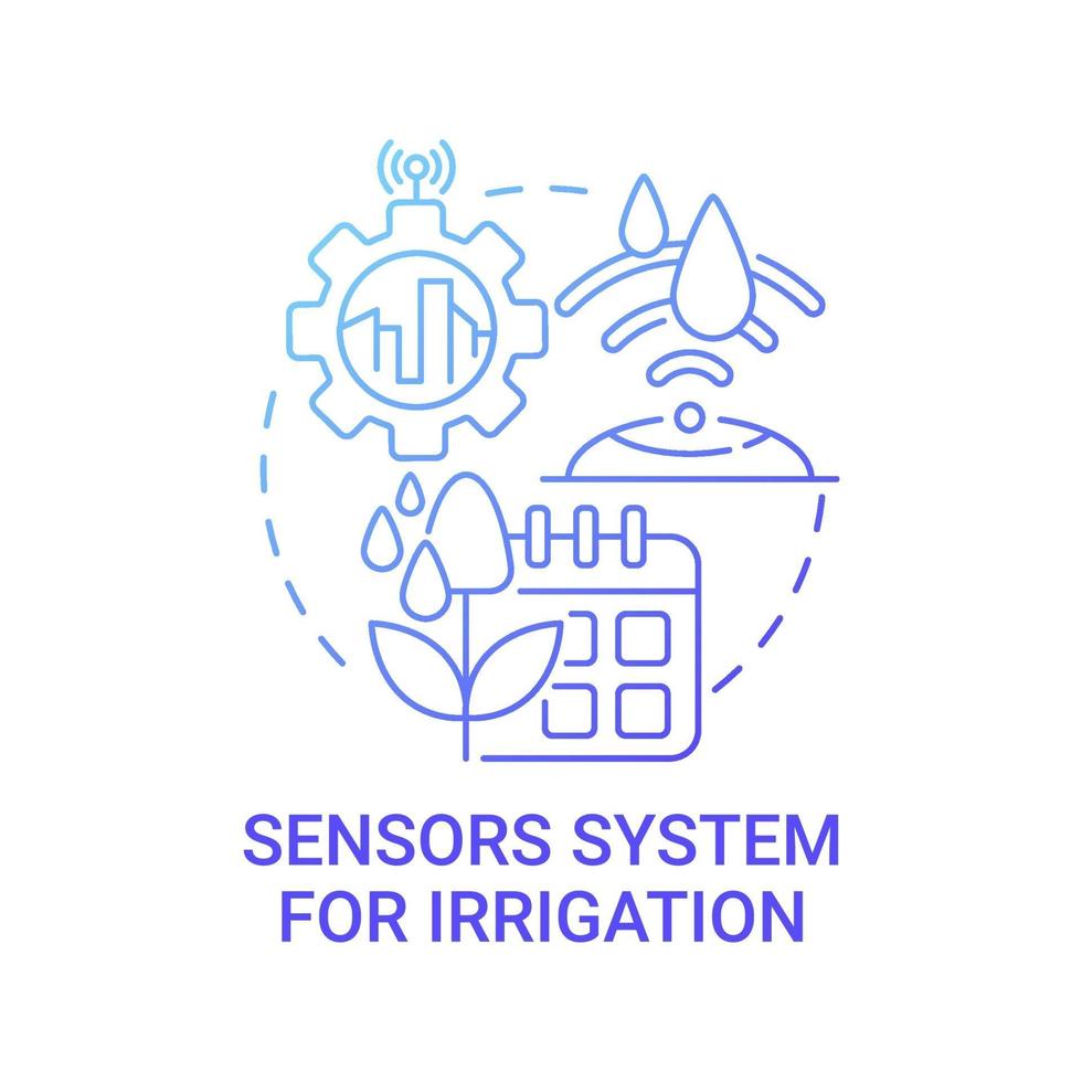 sistema di sensori per l'icona del concetto di gradiente blu di irrigazione vettore