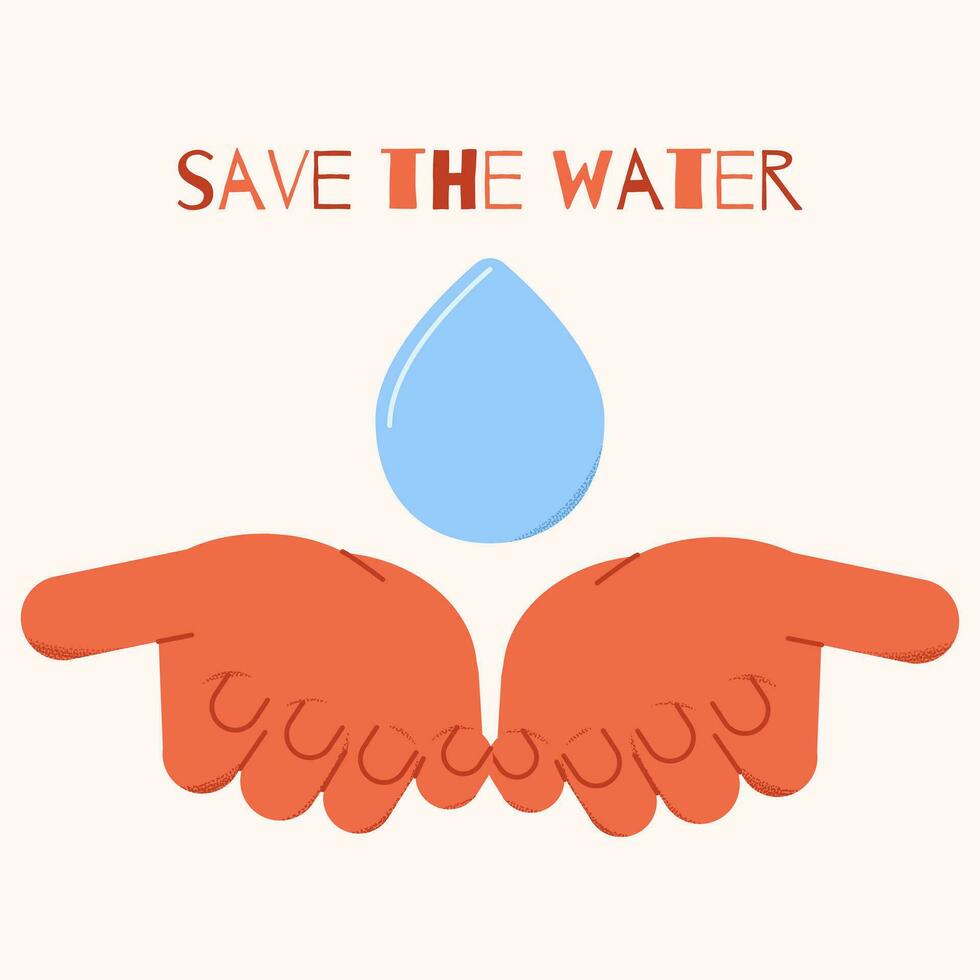 Salva il acqua Stampa. bio, ecologia e biologico logo e distintivo, label.vector illustrazione. vettore