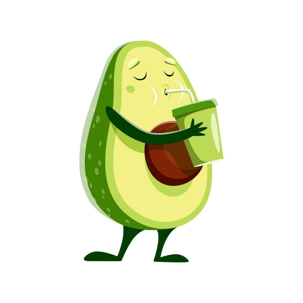 cartone animato avocado personaggio potabile frullato succo vettore