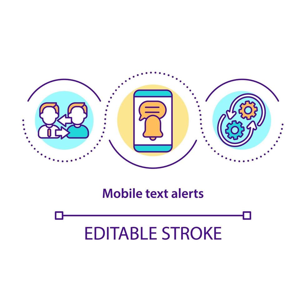 icona del concetto di avviso di testo mobile vettore