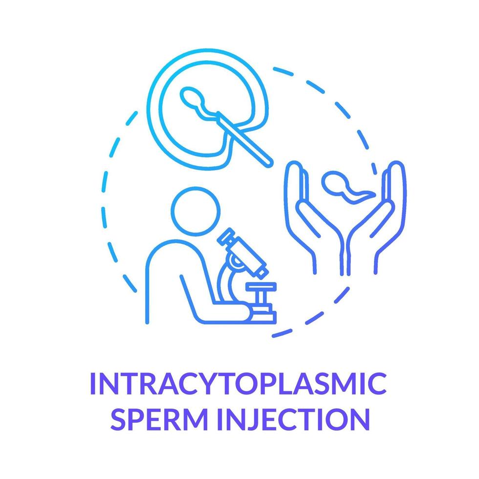 icona blu del concetto di iniezione intracitoplasmatica di sperma vettore