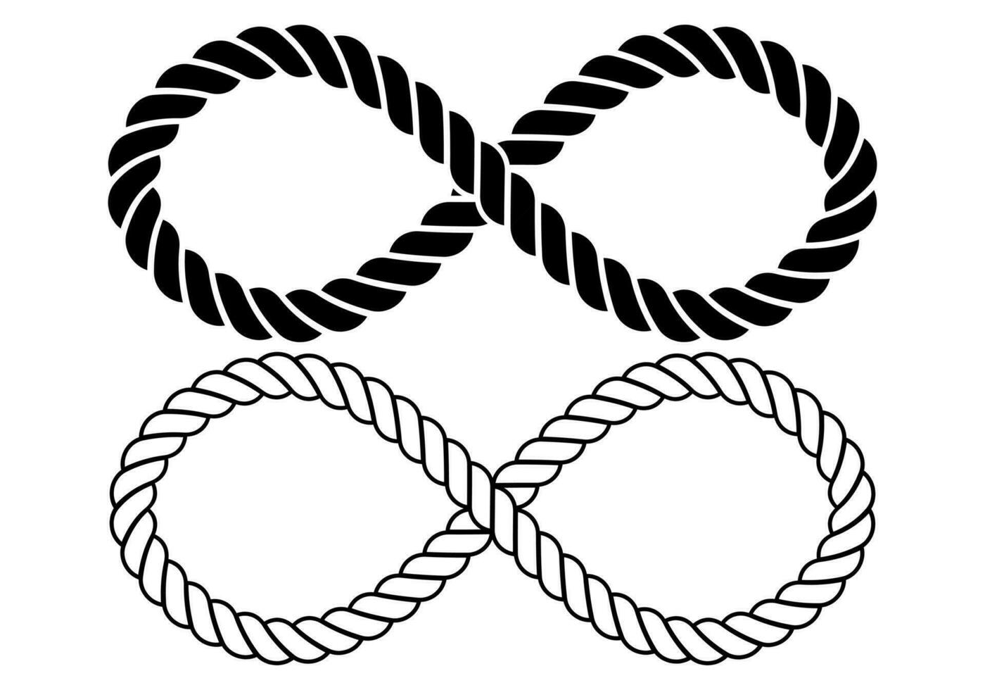 schema silhouette infinito corda icona impostato isolato su bianca sfondo vettore