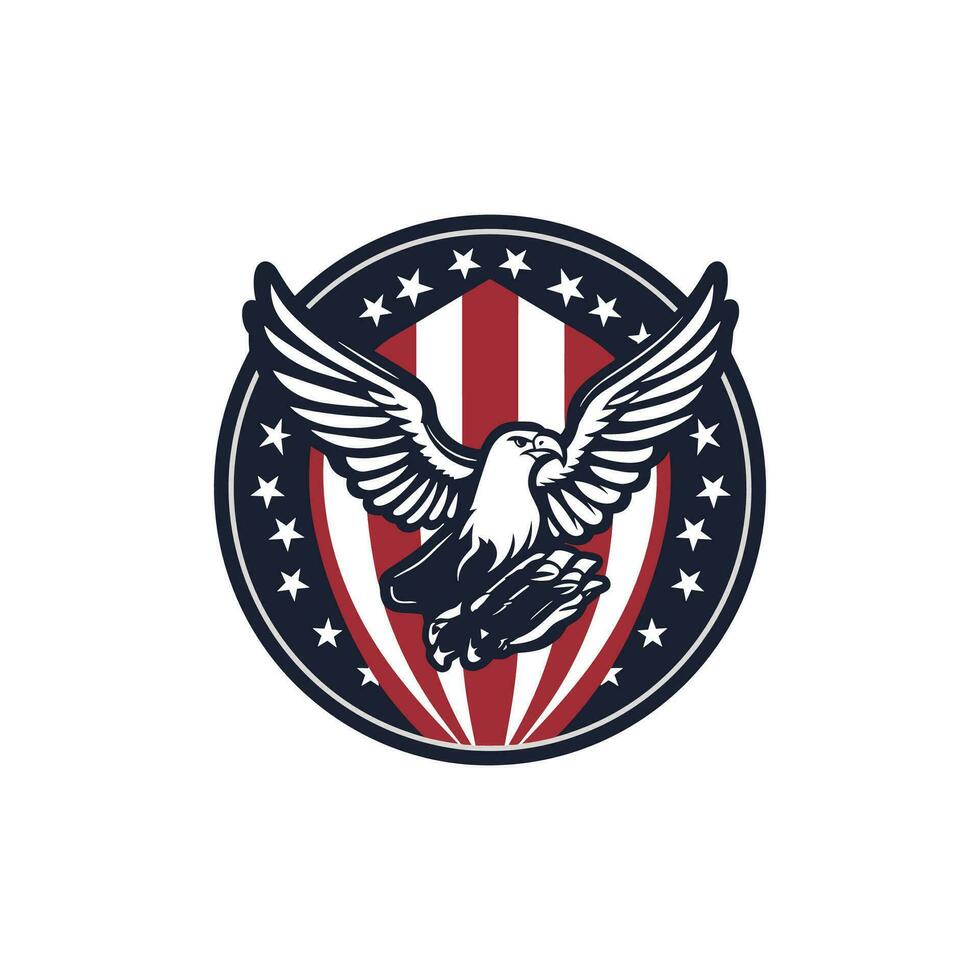 americano bandiera aquila vettore logo design