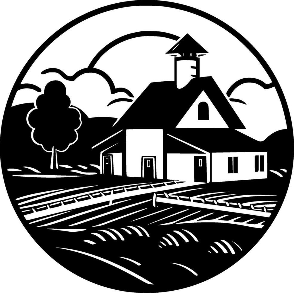 agriturismo, minimalista e semplice silhouette - vettore illustrazione