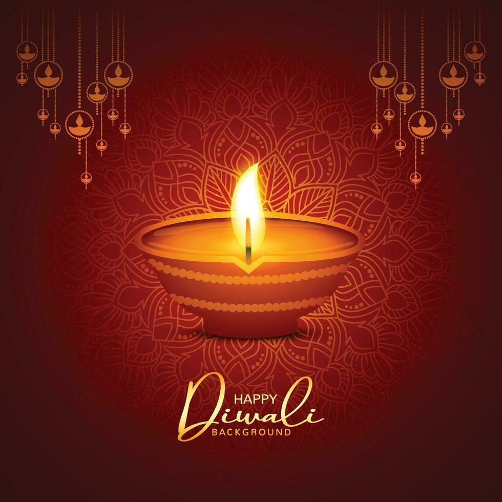 contento Diwali decorativo olio lampada Festival celebrazione carta sfondo vettore