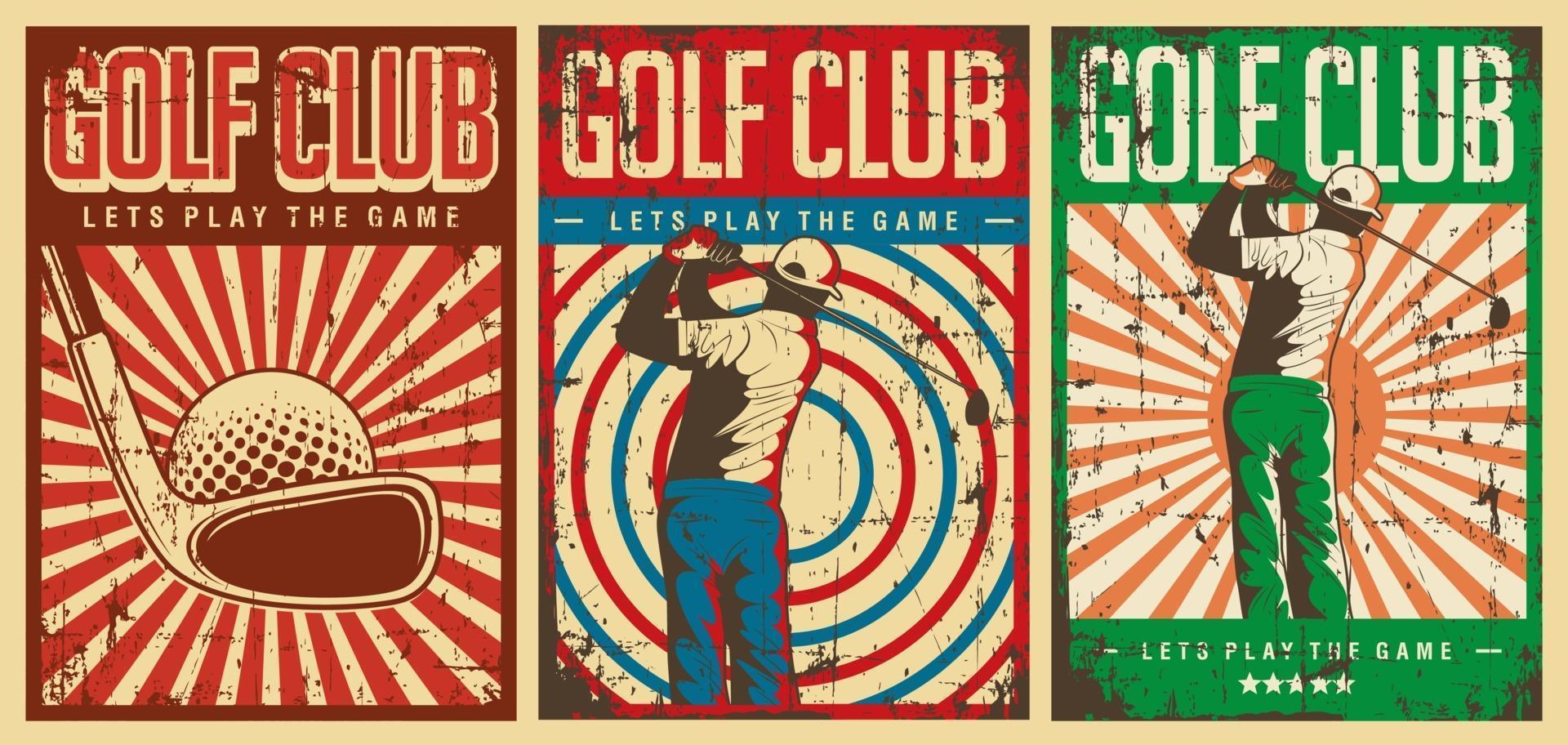 cartello poster vintage mazza da golf retrò vettore