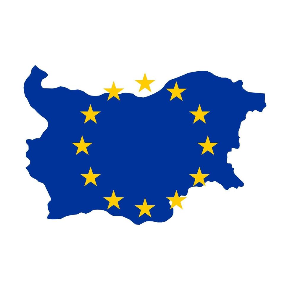 mappa della bulgaria con bandiera dell'Unione europea isolato su sfondo bianco. vettore