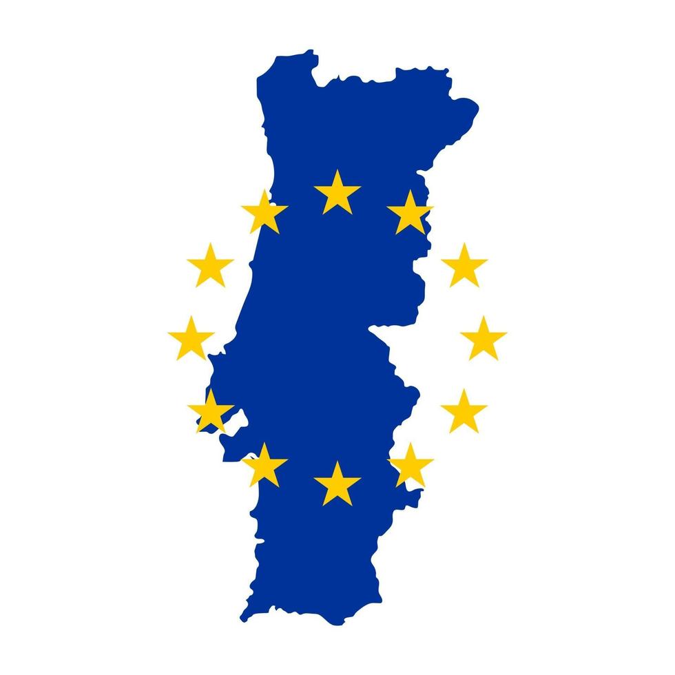 mappa del portogallo con bandiera dell'unione europea isolato su sfondo bianco. vettore