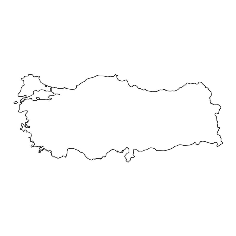 illustrazione vettoriale della mappa della Turchia su sfondo bianco