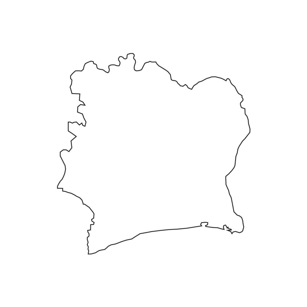 illustrazione vettoriale della mappa della costa d'avorio su sfondo bianco